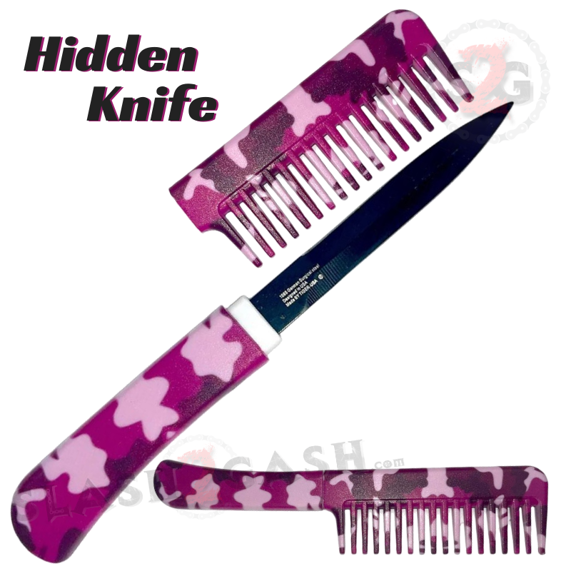 Comb Knife Hidden Blade Self Defense Dagger - Assort. colors Purple Camo SD-KeyChain - Tophatter Daily Deals
