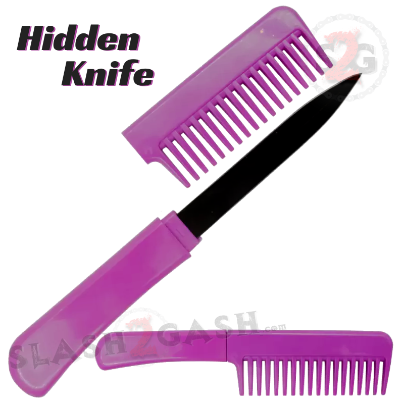 Comb Knife Hidden Blade Self Defense Dagger - Assort. colors Purple SD-KeyChain - Tophatter Daily Deals