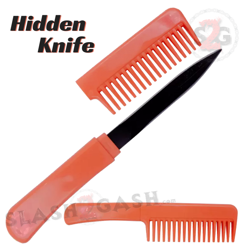 Comb Knife Hidden Blade Self Defense Dagger - Assort. colors Red Salmon SD-KeyChain - Tophatter Daily Deals