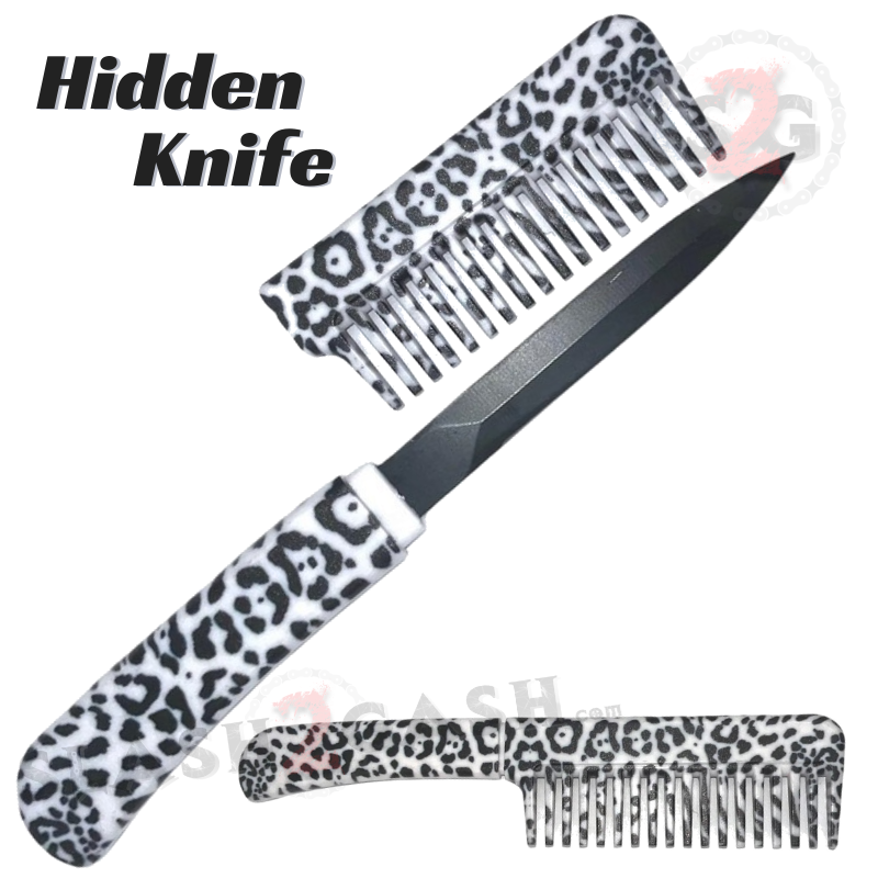 Comb Knife Hidden Blade Self Defense Dagger - Assort. colors Snow Leopard SD-KeyChain - Tophatter Daily Deals