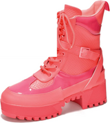 Combat Ankle Boots (Hot Rod) Hot Pink - Tophatter Daily Deals