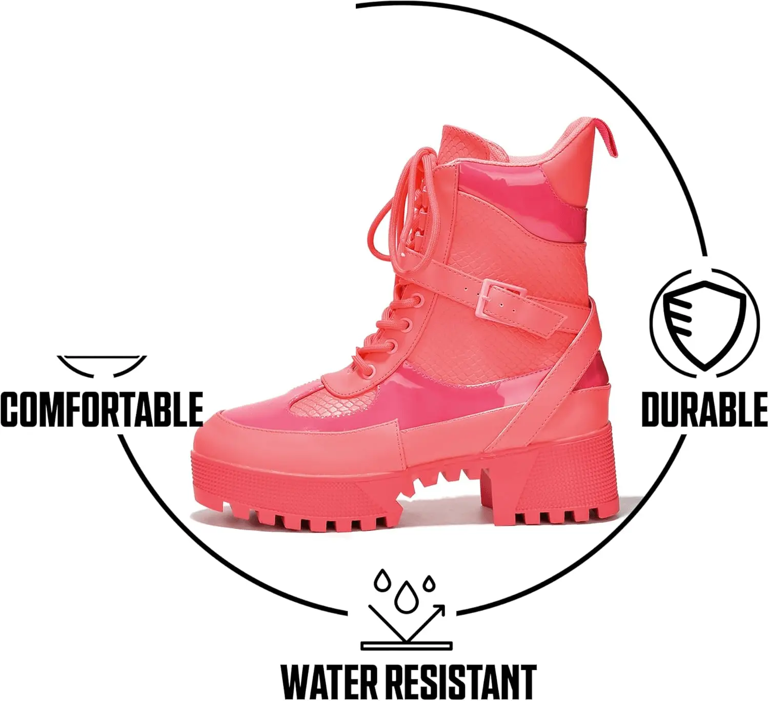 Combat Ankle Boots (Hot Rod) - Tophatter Daily Deals