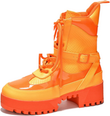 Combat Ankle Boots (Hot Rod) Neon Orange - Tophatter Daily Deals