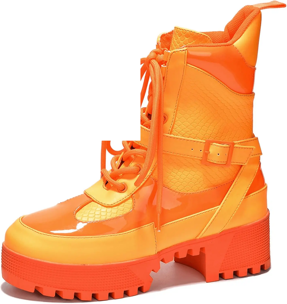 Combat Ankle Boots (Hot Rod) Neon Orange - Tophatter Daily Deals