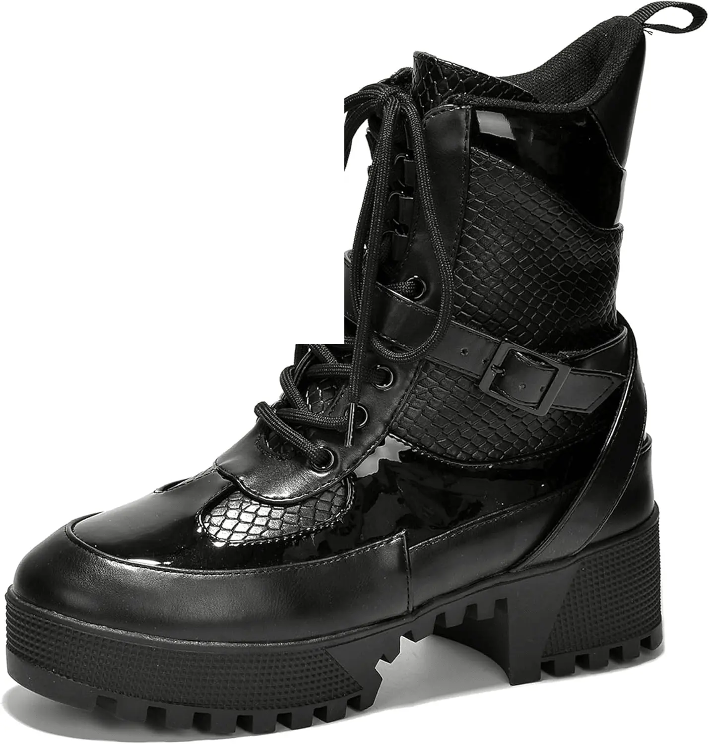 Combat Ankle Boots (Hot Rod) Black - Tophatter Daily Deals