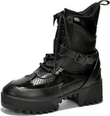 Combat Ankle Boots (Hot Rod) Black - Tophatter Daily Deals