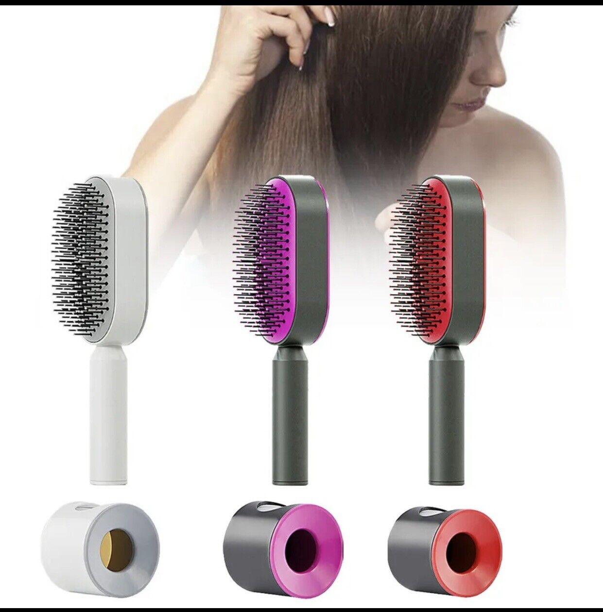 Self Cleaning Hair Brush - Air Cushion Comb Press Type Cleaning Design Comfortable Self-cleaning Hair Brush Hair Care - Tophatter Daily Deals