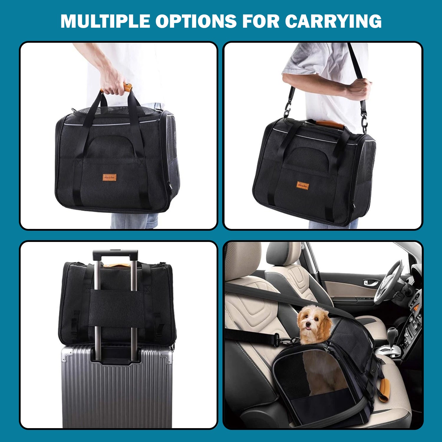 Pet Carrier Bag - Breathable Small Travel Cage with Adjustable Shoulder Strap and Bowl Pet carrier bag - Tophatter Daily Deals