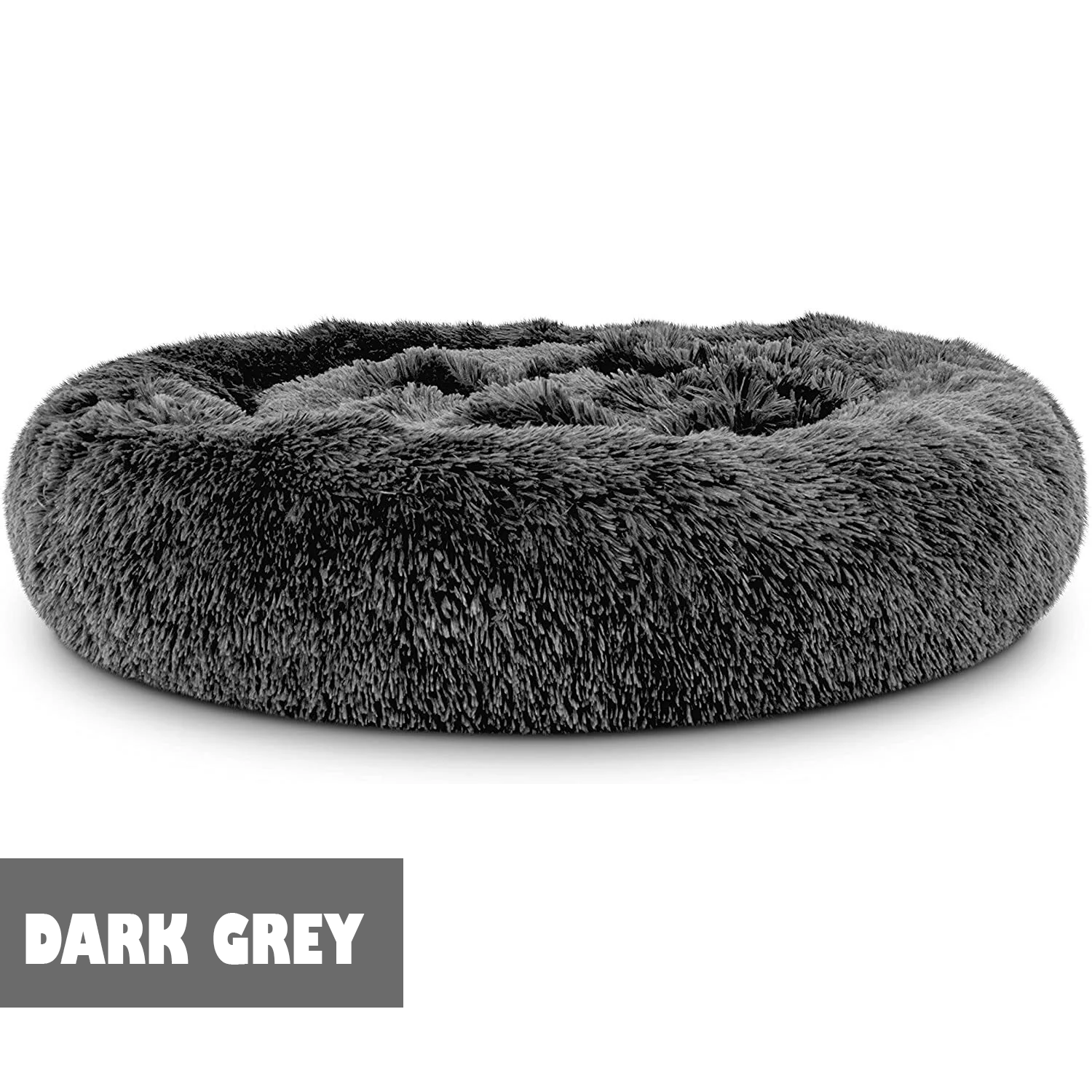 Donut Dog Bed – Anti-Anxiety Round Pet Bed for Cozy Sleep & Joint Support Dark Grey Donut dog bed - Tophatter Daily Deals