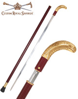 Custom RC Swords Brass Snake Handle Sword Cane – Mahogany Metal Shaft, 29" Blade Sword Canes - Tophatter Daily Deals