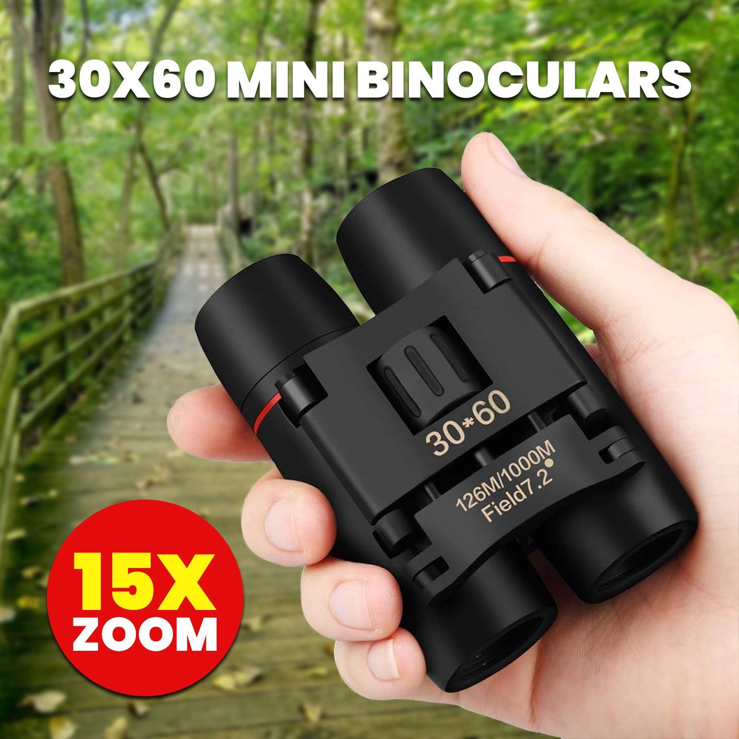 Small Powerful Binoculars - 30X60 Mini Binoculars Foldable Compact 15X Zoom Day Vision Clear Image Pouch Apparel & Accessories - Tophatter Daily Deals
