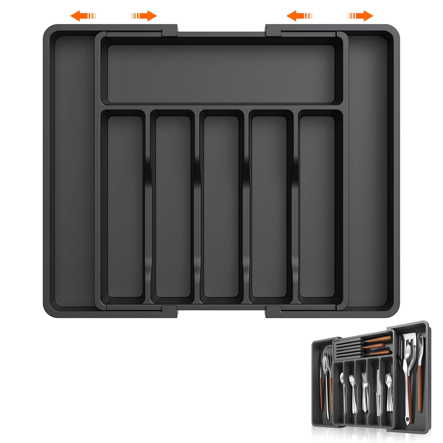 Cutlery Tray For Drawer - Extendable Drawer Organiser Insert For Kitchen Utensils Storage Household - Tophatter Daily Deals