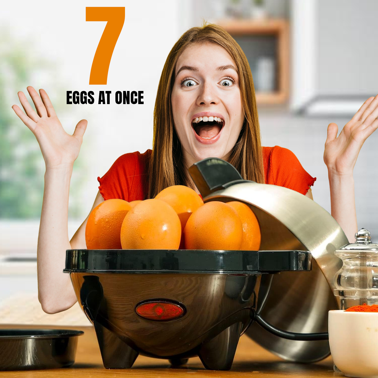 Electric Egg Boiler – 7 Egg Capacity Steamer Cooker with Auto Shut-Off & Measuring Cup Kitchen - Tophatter Daily Deals