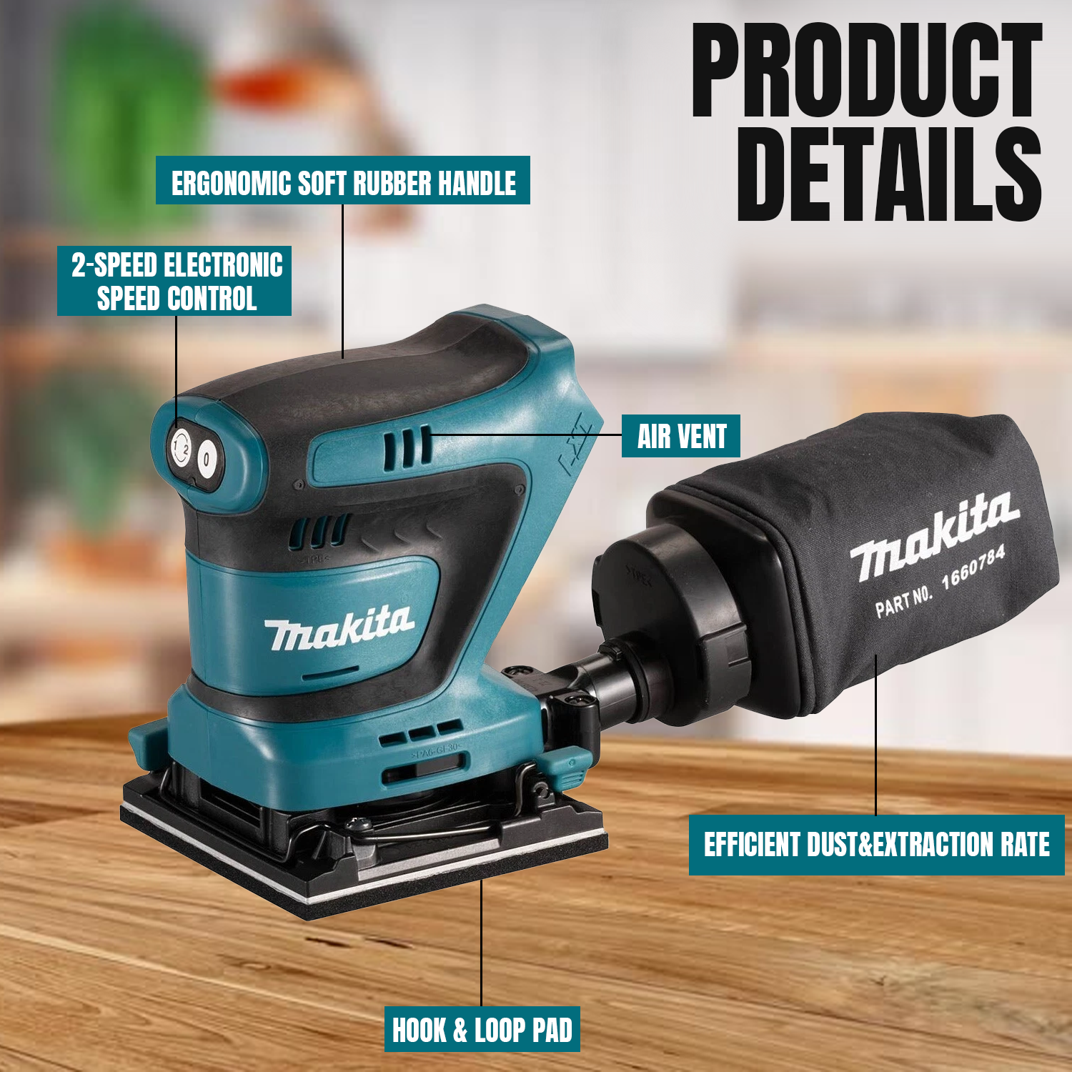 Cordless Palm Sander – Rechargeable Handheld Electric Sander with Clamp for Wood & DIY Projects Accessories - Tophatter Daily Deals