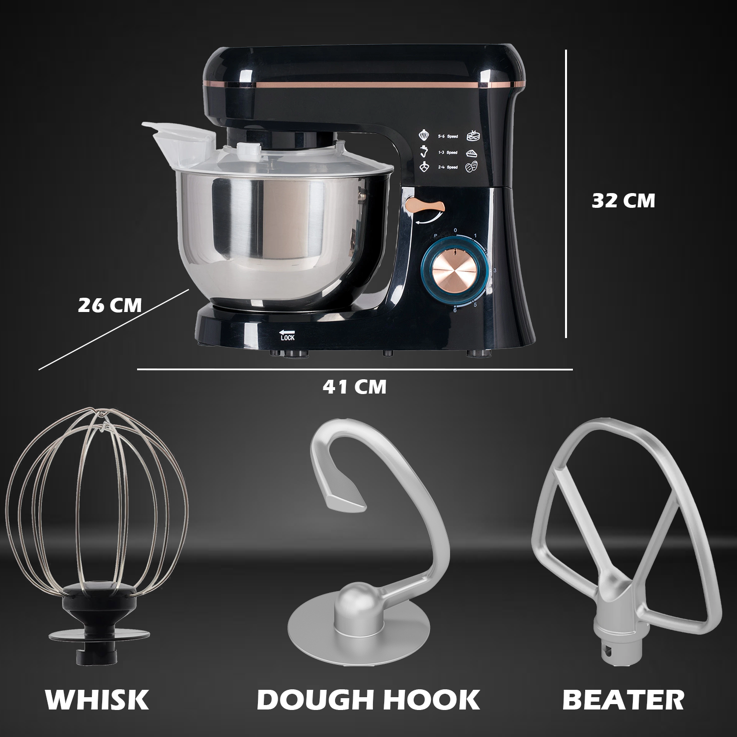 Electric Mixer with Bowl – 5L Stand Mixer for Baking with Dough Hook & Whisk Attachments Electric mixer with bowl - Tophatter Daily Deals