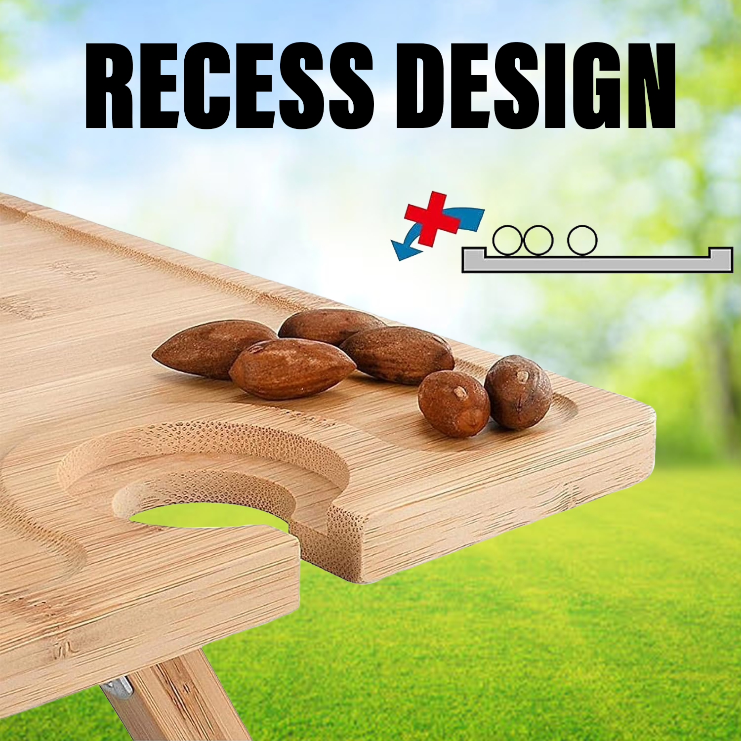 Wine Picnic Table – Portable Wooden Table with Glass Holders for Outdoor Use Wine picnic table - Tophatter Daily Deals