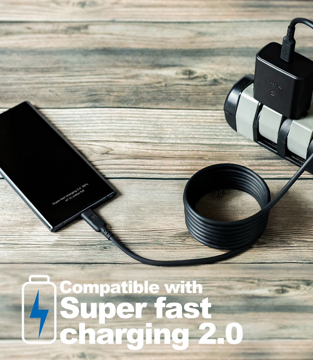 USB C Cable 100W 6.6ft TPE Cord USB C to USB C Fast Charge 5A 20V Batteries & Power Accessories - Tophatter Daily Deals