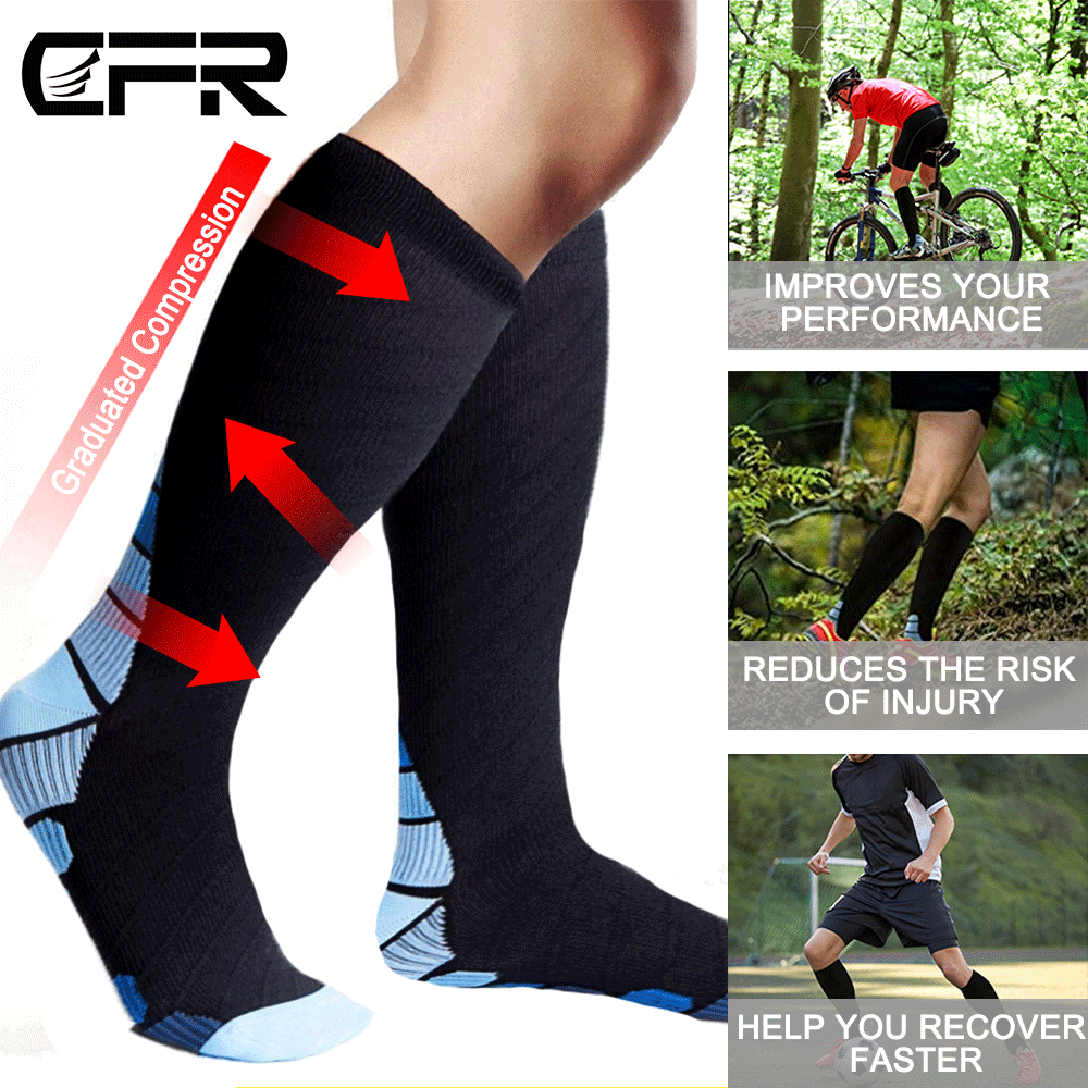 Long Compression Socks - Compression Socks Men & Women Varicose Veins Anti-Fatigue Flight Travel Running Exercise & Fitness - Tophatter Daily Deals