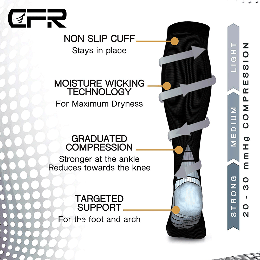 Long Compression Socks - Compression Socks Men & Women Varicose Veins Anti-Fatigue Flight Travel Running Exercise & Fitness - Tophatter Daily Deals