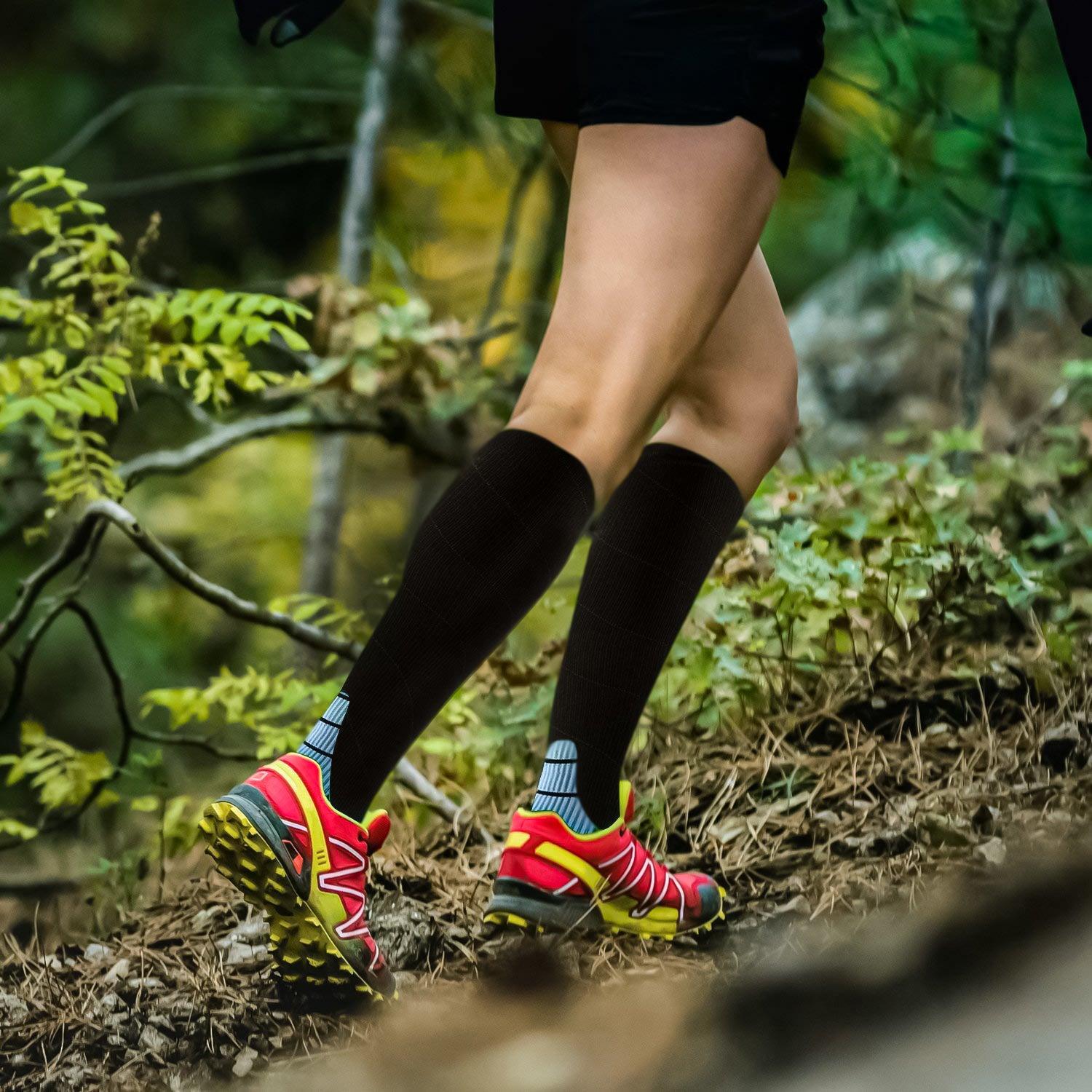 Long Compression Socks - Compression Socks Men & Women Varicose Veins Anti-Fatigue Flight Travel Running Exercise & Fitness - Tophatter Daily Deals