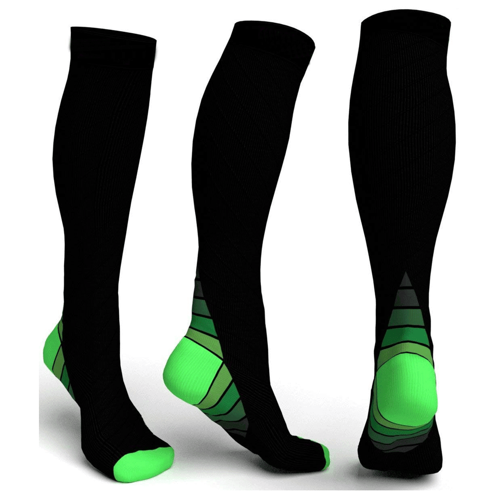 Long Compression Socks - Compression Socks Men & Women Varicose Veins Anti-Fatigue Flight Travel Running Green Exercise & Fitness - Tophatter Daily Deals