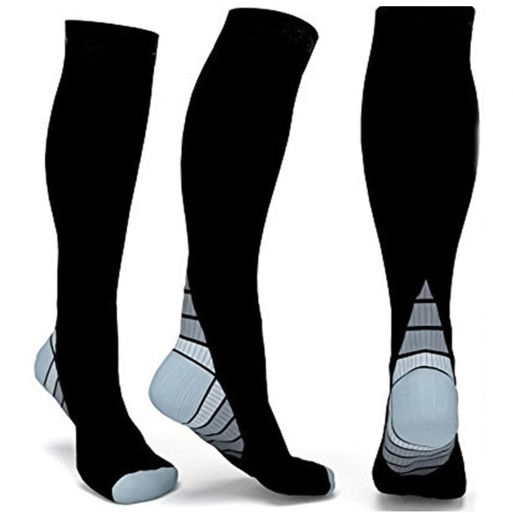 Long Compression Socks - Compression Socks Men & Women Varicose Veins Anti-Fatigue Flight Travel Running Grey Exercise & Fitness - Tophatter Daily Deals