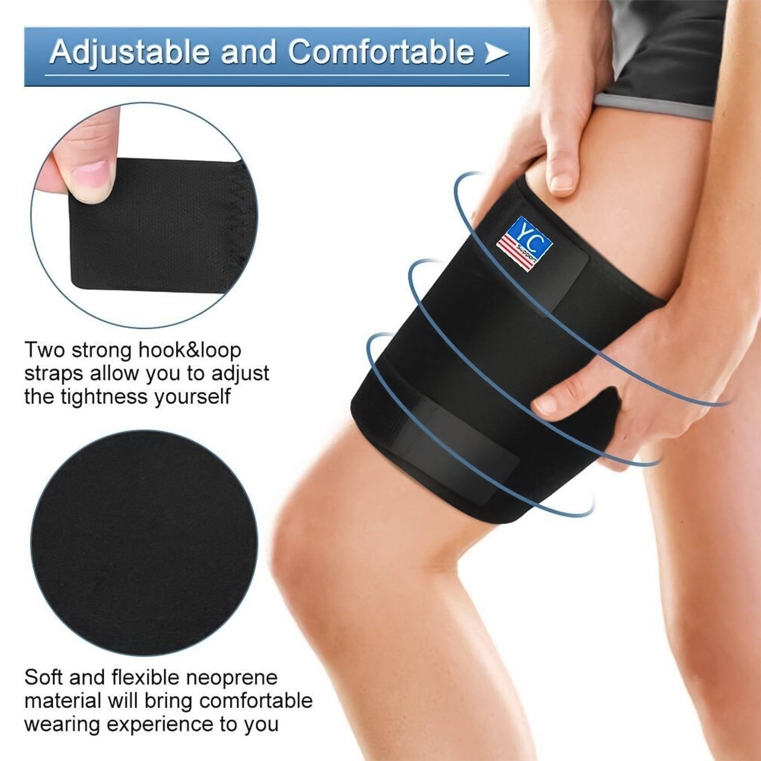 Compression Sleeves for Thighs - Adjustable Hamstring Support Brace for Men and Women Exercise & Fitness - Tophatter Daily Deals