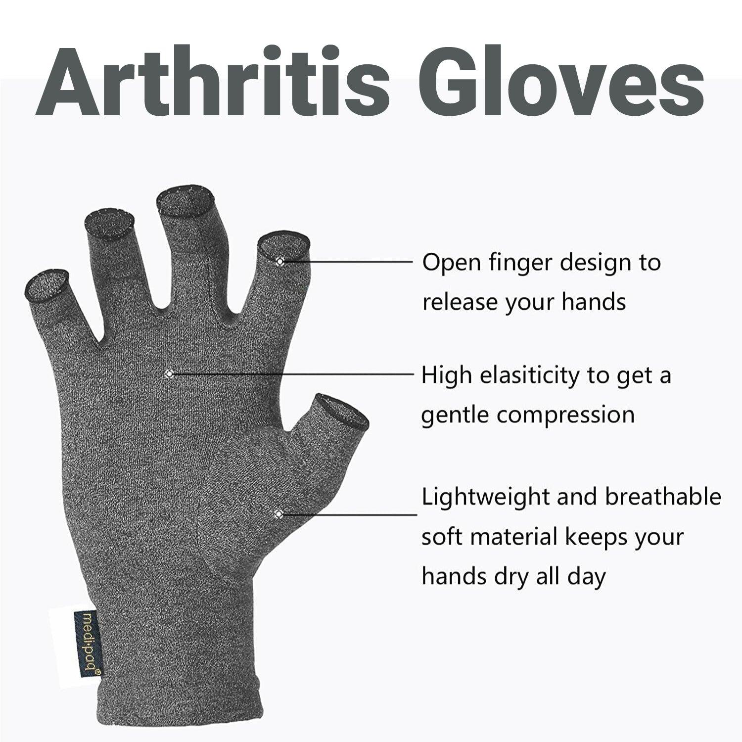 Compression Gloves for Arthritis - Fingerless Pain Relief Arthritic Hands Rheumatoid Anti Arthritis Elastic Gloves Grey S Gloves - Tophatter Daily Deals