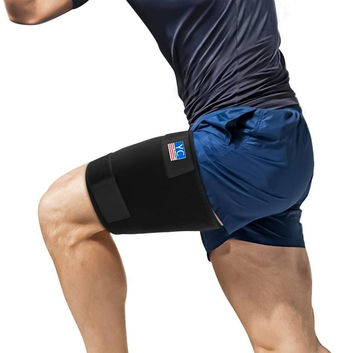 Compression Sleeves for Thighs - Adjustable Hamstring Support Brace for Men and Women Exercise & Fitness - Tophatter Daily Deals