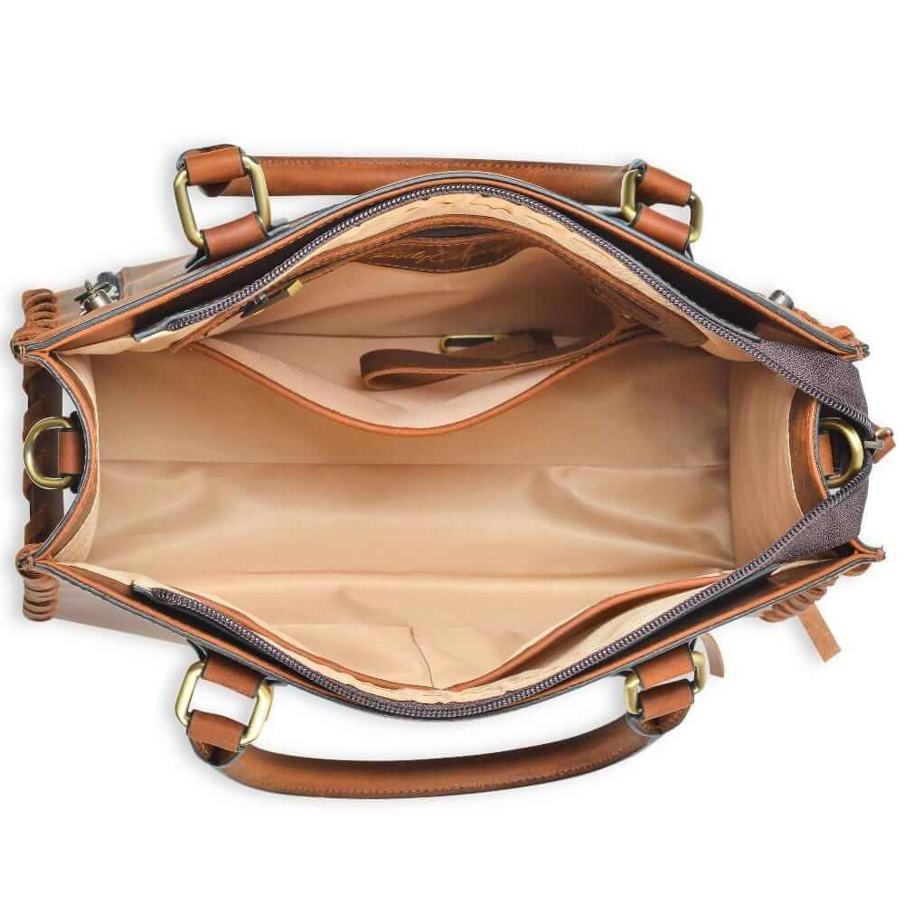 Concealed Carry Emma Leather Satchel Lockable CCW Bag Handgun Purses - Tophatter Daily Deals