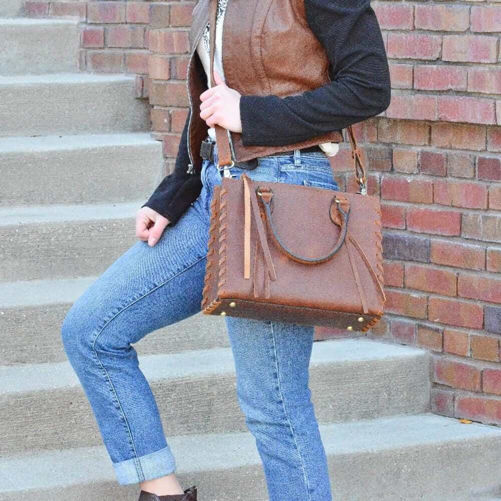 Concealed Carry Emma Leather Satchel Lockable CCW Bag Handgun Purses - Tophatter Daily Deals