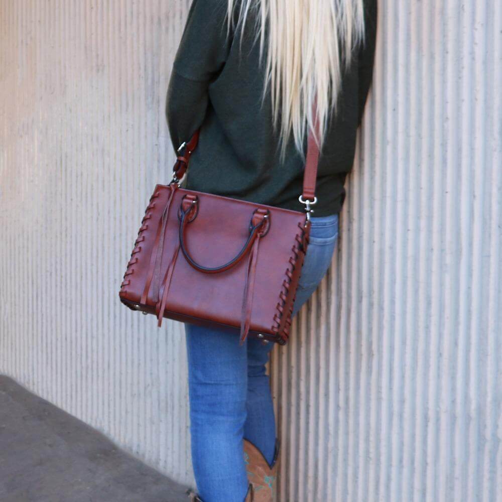 Concealed Carry Emma Leather Satchel Lockable CCW Bag Handgun Purses - Tophatter Daily Deals