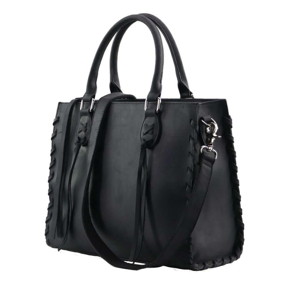 Concealed Carry Emma Leather Satchel Lockable CCW Bag Handgun Purses - Tophatter Daily Deals