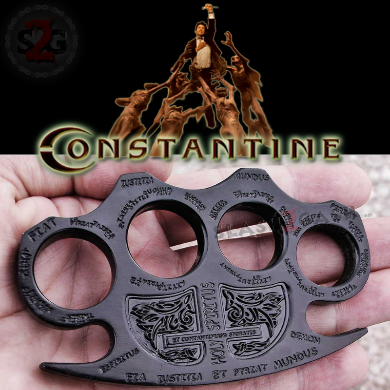 Constantine Brass Knuckles Holy Spiritus Paperweight - 6 colors Black Belt Buckle - Tophatter Daily Deals