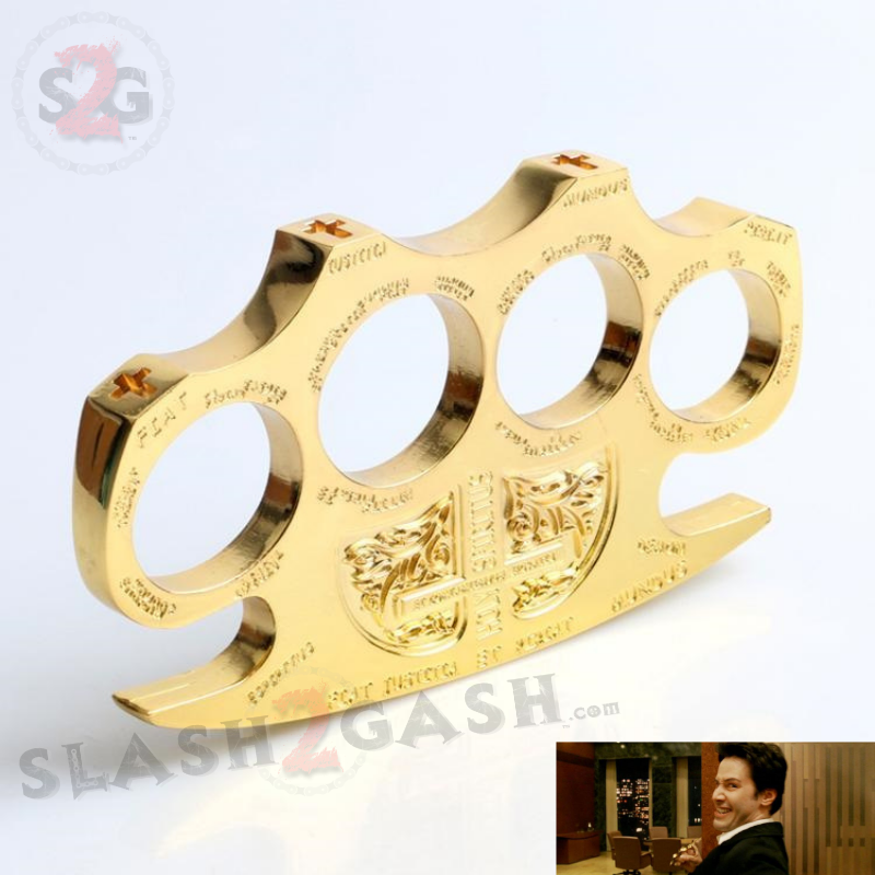 Constantine Brass Knuckles Holy Spiritus Paperweight - Gold Belt Buckle - Tophatter Daily Deals