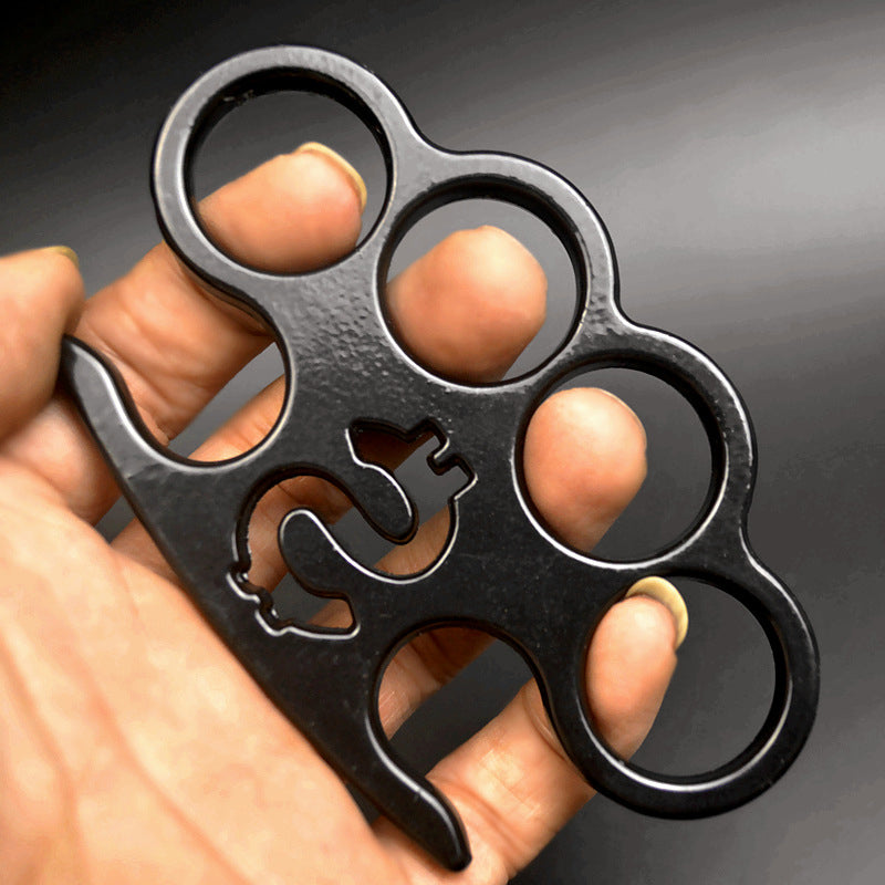 Control - Solid Brass Knuckles Duster For Self Defense Window Breaker EDC Supplies Black - Tophatter Daily Deals