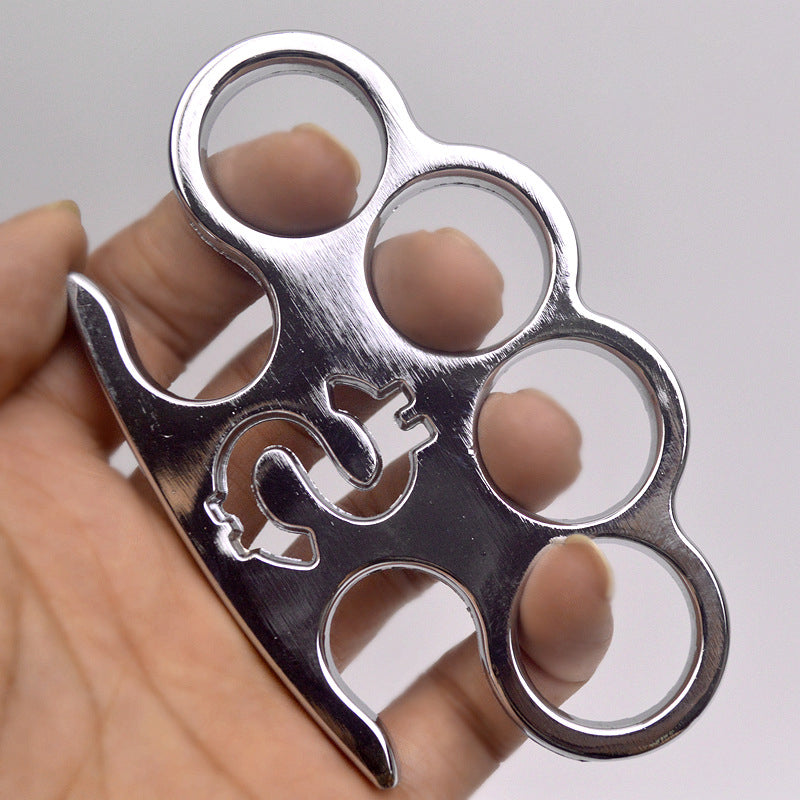 Control - Solid Brass Knuckles Duster For Self Defense Window Breaker EDC Supplies Silver - Tophatter Daily Deals