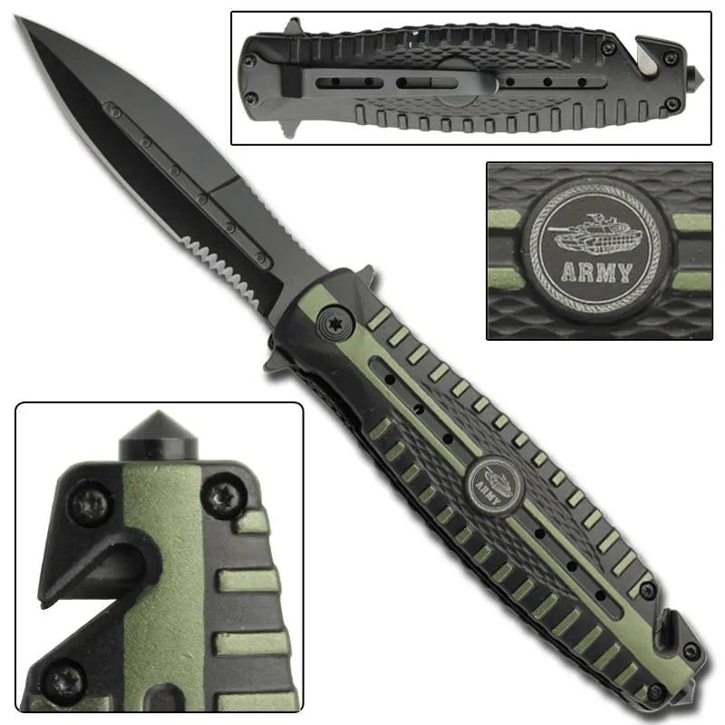 Convoy Spring Assist Army Tactical Rescue Knife - Tophatter Daily Deals