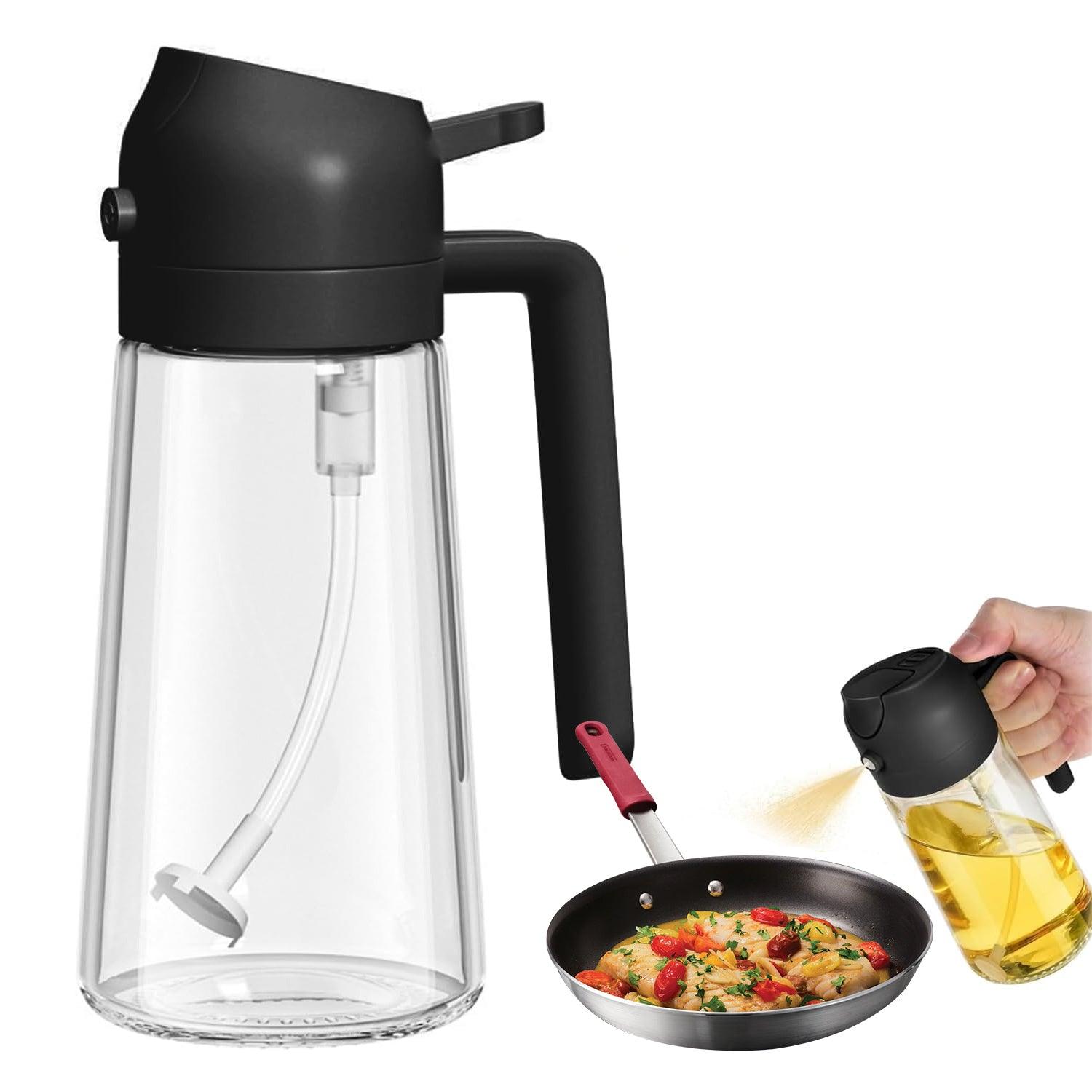 Cooking Oil Spray Bottle - 2-in-1 Oil Dispenser Bottle Refillable BBQ Cooking Olive Oil Sprayer UK Home - Tophatter Daily Deals
