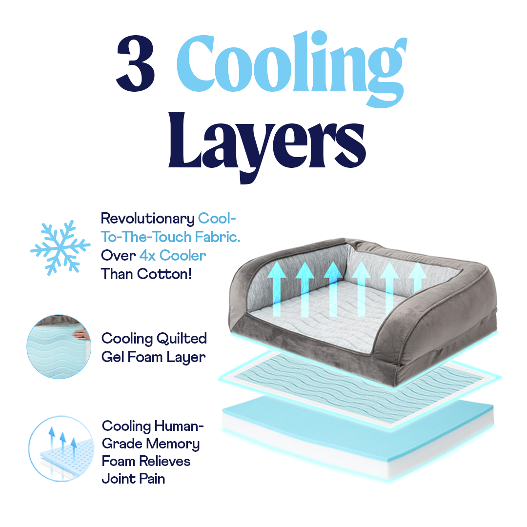 PupChill™ Cooling Bolster Dog Bed Pet Beds - Tophatter Daily Deals