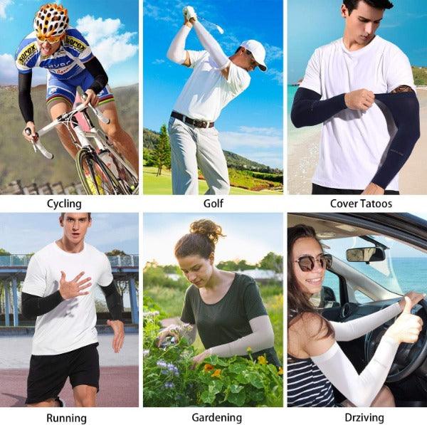 UV Protection Arm Sleeves - Breathable Sun Arm Sleeves, for Summer Sport Running Cycling Climbing Driving Golf Cycling - Tophatter Daily Deals