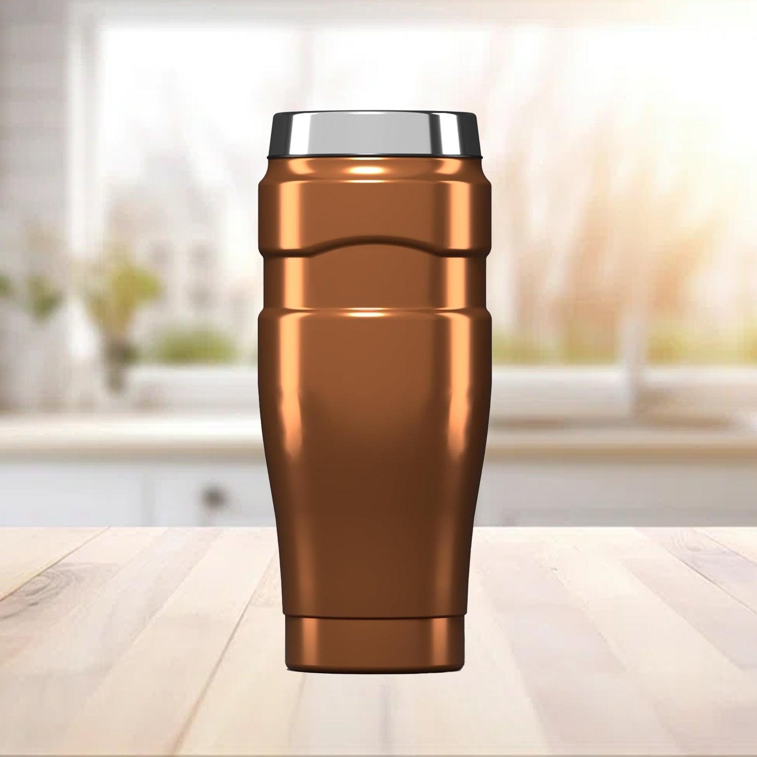 Stainless Steel Travel Mug - Stainless King Travel Tumbler & Multi- Purpose Flask | 470ml Insulated Hot & Cold Water Bottle Copper Home - Tophatter Daily Deals
