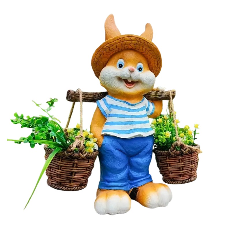 Rabbit Garden Statue Resin Outdoor Decoration Lawn Ornaments & Garden Sculptures - Tophatter Daily Deals