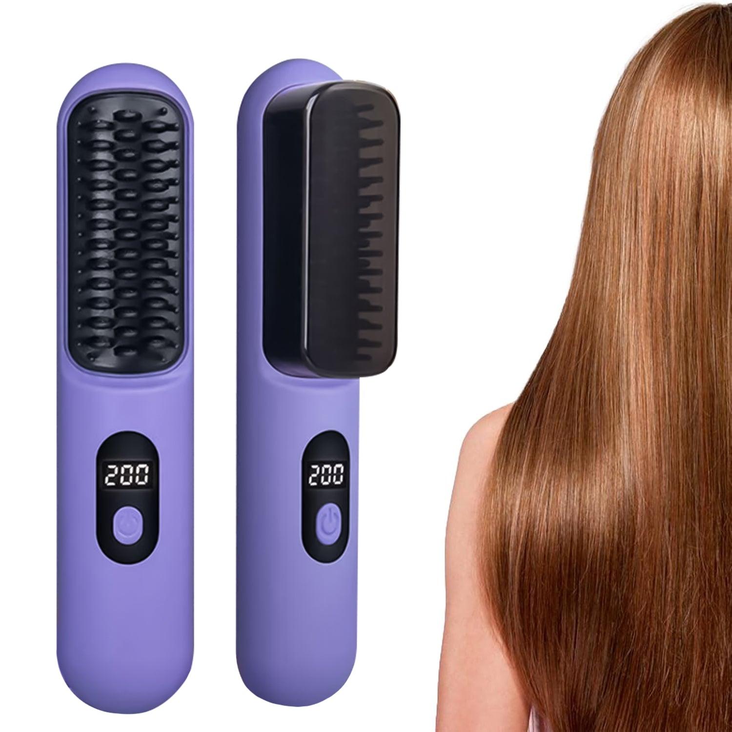 Cordless Hair Straightener - Portable Hair Straightener Brush Antiscald Hair Iron Health & Beauty - Tophatter Daily Deals