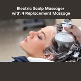 Electric Scalp Massager - 4 Replacement Massage Heads Portable Head Scratcher with Tissue Kneading Nodes Personal Care - Tophatter Daily Deals
