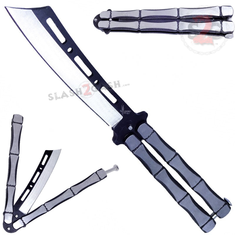 Crazy Bones Butterfly Knife Meat Cleaver Balisong w/ Spring Latch Knife-Balisong - Tophatter Daily Deals