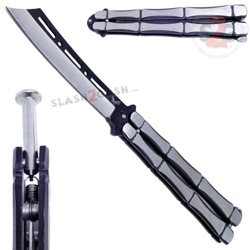 Crazy Bones Butterfly Knife Meat Cleaver Balisong w/ Spring Latch Knife-Balisong - Tophatter Daily Deals