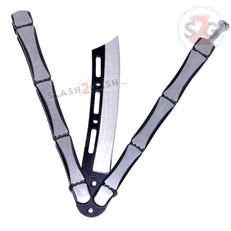Crazy Bones Butterfly Knife Meat Cleaver Balisong w/ Spring Latch Knife-Balisong - Tophatter Daily Deals