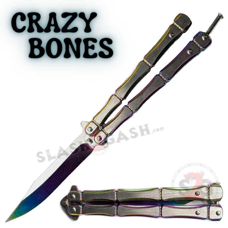 Crazy Bones Butterfly Knife Balisong w/ Spring Latch Rivet - Asst. Colors Knife-Balisong - Tophatter Daily Deals