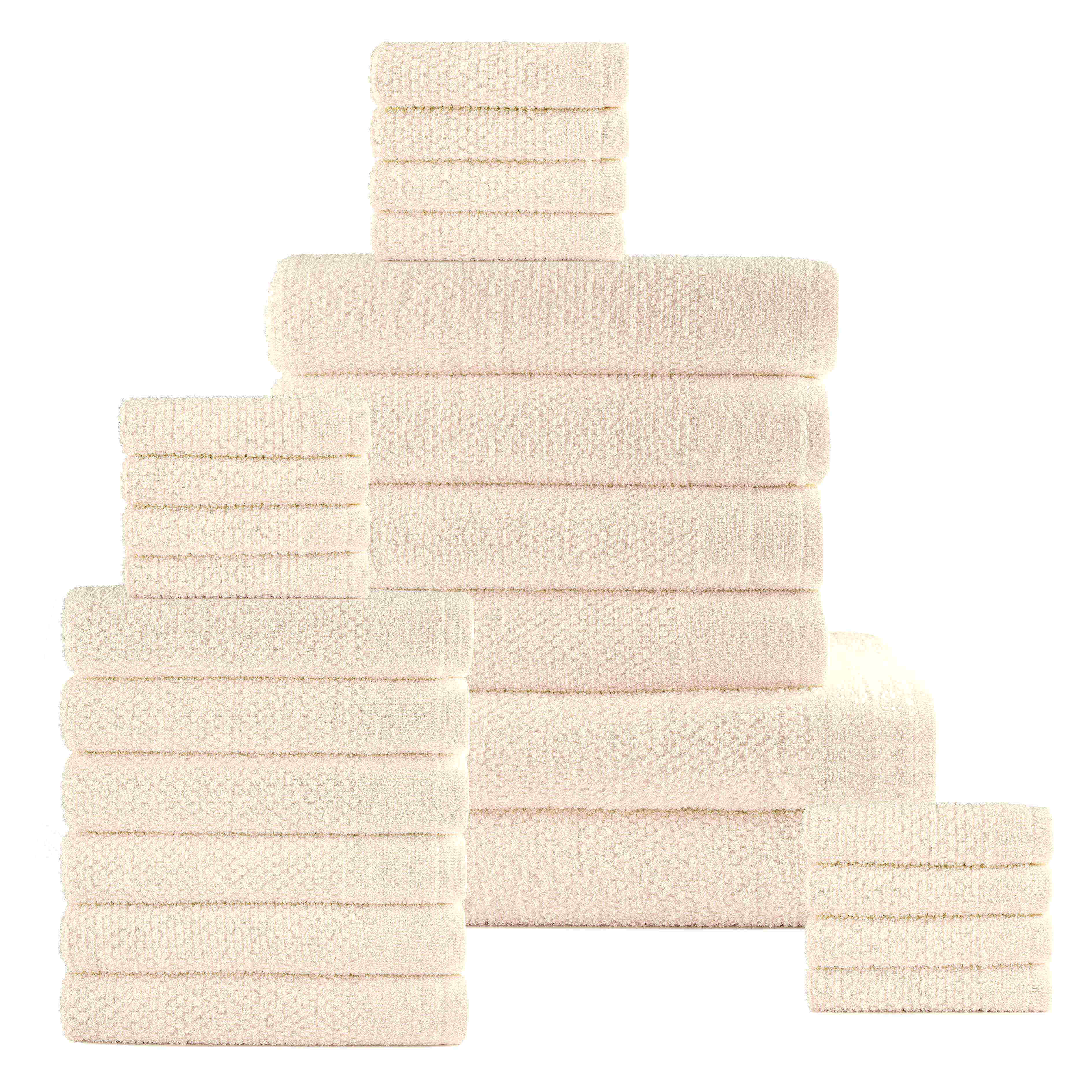 Dan River 24 Piece Popcorn Cotton Bath Towel Set Cream Bath Towel - Tophatter Daily Deals